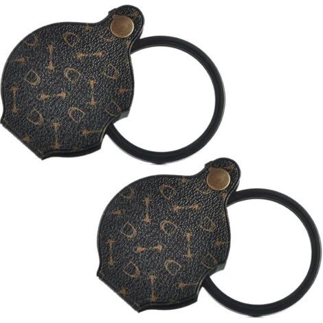 2 Stück Handlupe, Faltbar, Lesehilfe, Lesehilfe, 15-fache Lupe, Taschenlupe, Durchmesser 70 Mm, Mini-leselupe, Mit Drehbarer Lederschutzhülle Für Büro, Lesen, Freizeit