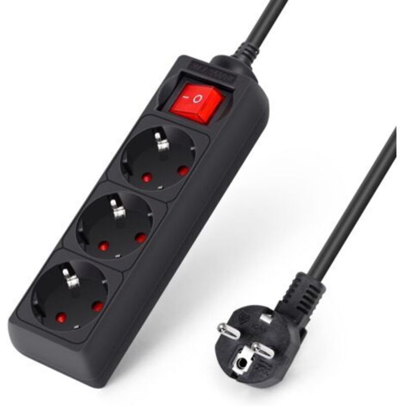 Pr Multiprise 3 Prises Avec Interrupteur Parasurtenseur Parafoudre-kabel 3 M Schwarz 3680 W