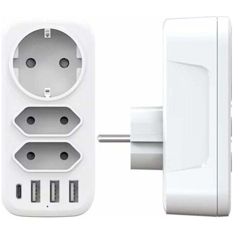 Wandsteckdosenleiste, 3 Ac-steckdosen Und 3 3a-usb-anschlüsse – 4000-w-smart-ladegerät – Kompaktes Design Für Zuhause Und Büro – Laden Sie 6 Geräte Gleichzeitig Auf