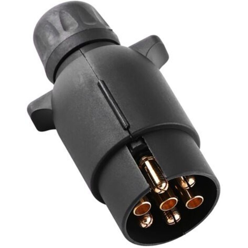 12v 7-polige Anhänger-steckdose Typ N – Adapter Aus Schwarzem Kunststoff – Sicherer Anschluss Für Anhänger- Und Wohnwagenbeleuchtung