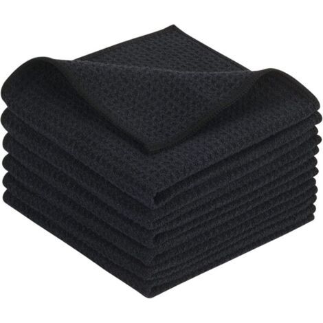 Schwarze Mikrofaser-küchentücher, Super Saugfähiges Küchenreinigungstuch, Geschirrwischer, Weiche Waschbare Küchentücher, 30 Cm X 30 Cm, 6er-pack