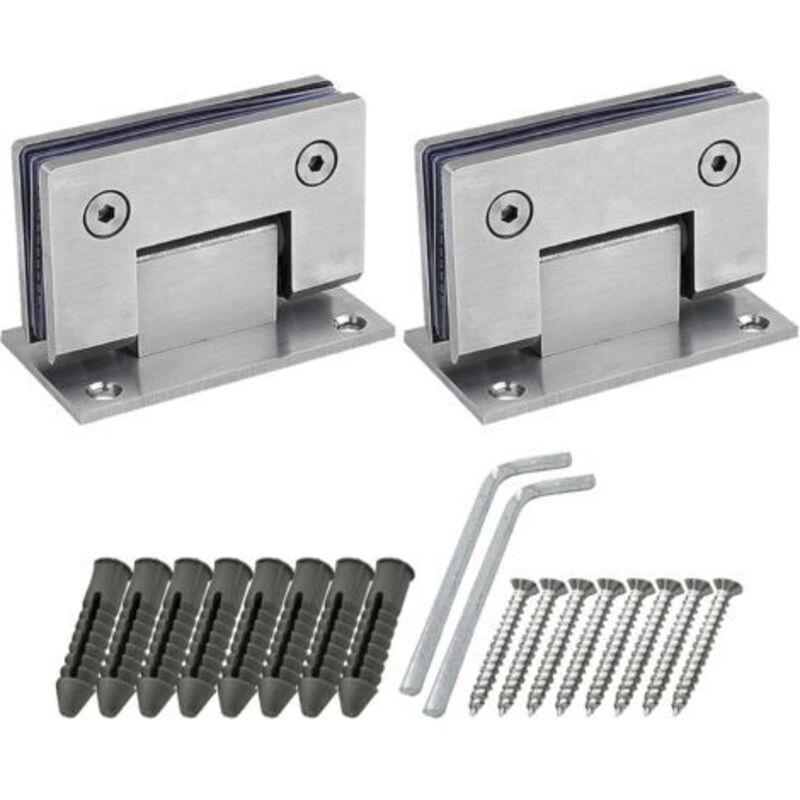 Lot Von 2 Duschsäulen 90° – Edelstahl 4 Mm – Beladung Max. 64,9 Kg – Glasausguss 8–10 Mm – Sicht Und Anschläge Inklusive