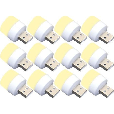 Lot Von 12 Mini-ampullen Mit Led-usb Für Die Nacht, Ohne Beleuchtung, Weißes Licht, Kompakt, Ideal Für Schlafzimmer, Badezimmer, Küche, Auto