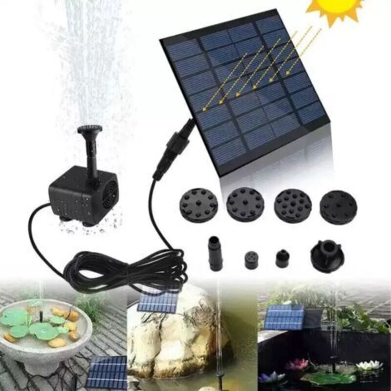 Pr Solarpumpe Für Fontaine, Wasserpumpe Mit Monokristallinem Solarpaneel 1,2 W Für Gartenbecken, Poissonbecken, Petit Bassin, Schwarz