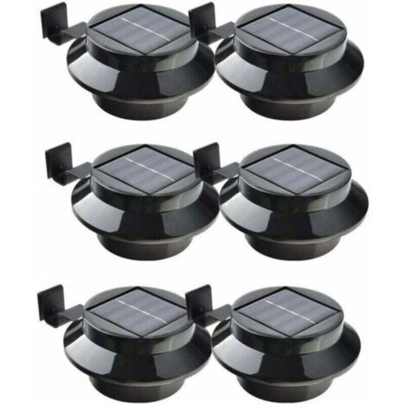 Lot Von 6 Led-sonnenenergielampen Für Gouttière, Cloture, Toit, Gouttière, Jardin, Cour, Mur, Noir