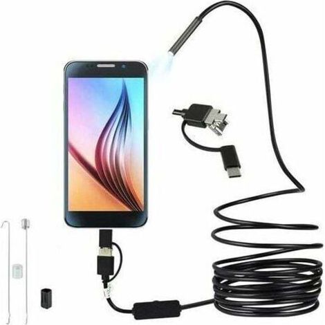 Endoskop Usb 3 Und 1 Ultra-mince 5,5 Mm Endoskop-inspektionskamera Hd Mit 6 Einstellbaren Leds, Ip67-kabel, Kompatibel Mit Android-fenster-tablet (5 M)