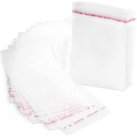 Ahlsen Packung Mit 100 Transparenten Cellophantüten Aus Kunststoff Mit Klebeverschluss, 8 X 12 Cm