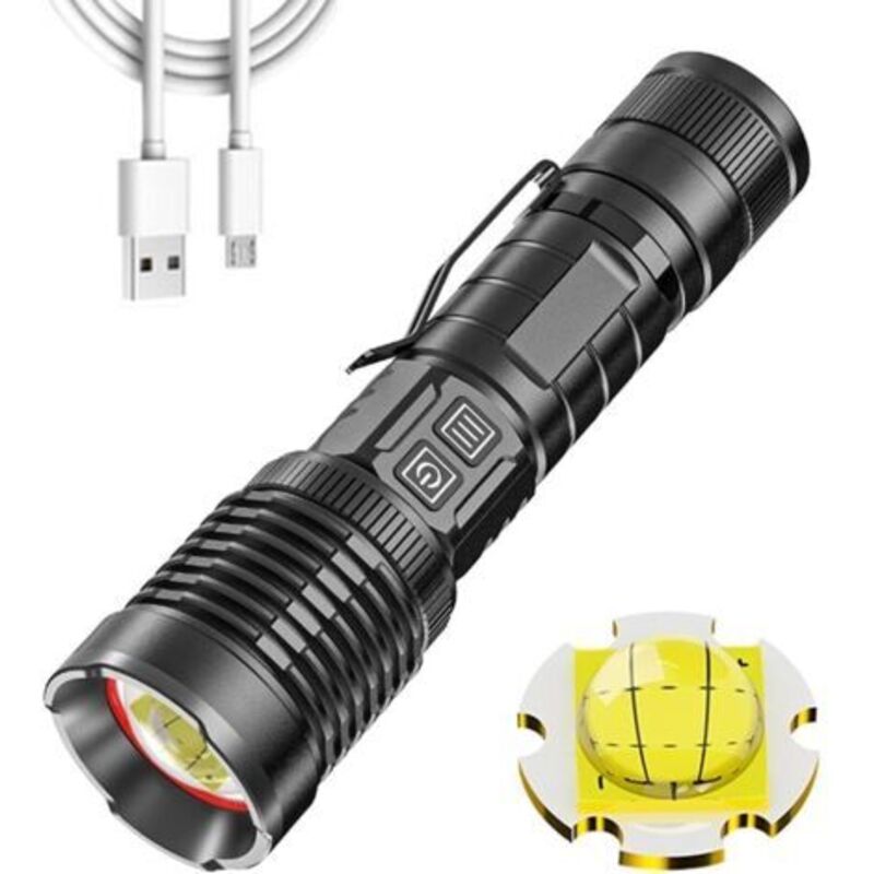 Pr Torche Led Super Bright 16000 Lumen Wiederaufladbare, Lampe De Poche Tactique Haute Puissance