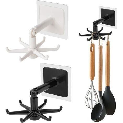 Küchenutensilienhalter Ohne Bohren, Um 360° Drehbar, Spachtel, Löffel, Organizer Unter Dem Schrank, Multifunktionales Küchen-aufbewahrungsregal, 3-teilig, Sunny