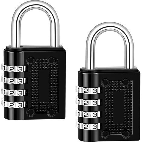2 Stück 4-stelliges Code-vorhängeschloss, Kombinationsschloss Aus Zinklegierung, Code-schließfach, Vorhängeschloss Für Koffer, Schließfach, College, Fitnessstudio, Flugzeug (schwarz)