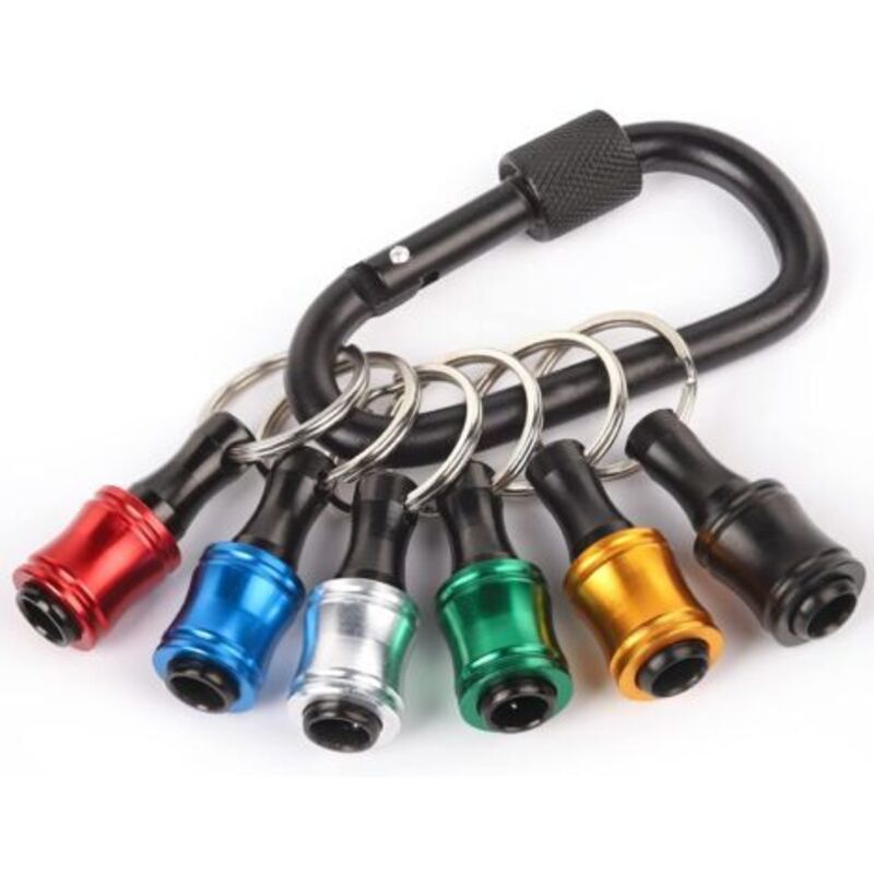6 Stück, 1/4 Zoll Sechskantschaft, Aluminium, Leicht, Schnellwechsel-bithalter, Schlüsselanhänger, Schlüsselanhänger, Bohrer, Tragbarer Schraubenadapter Mit Karabiner, Schwarz
