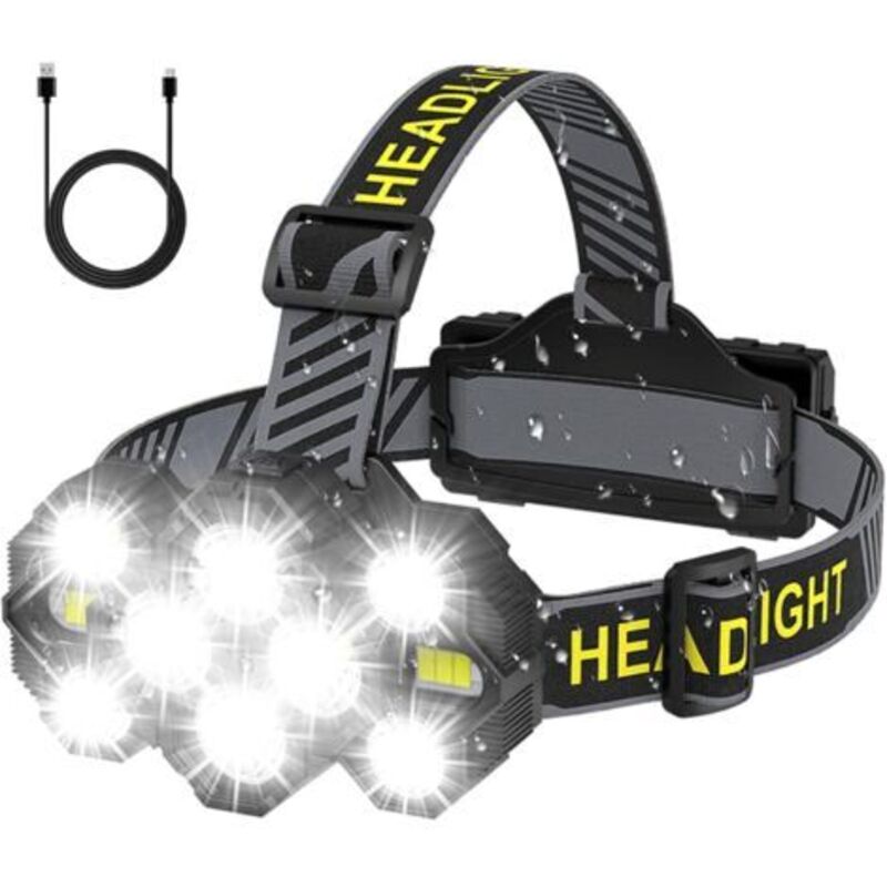 Wiederaufladbare Stirnlampe 22000 Lumen – 10 Led – 8 Beleuchtungsmodi – Ipx4 Wasserdicht – 8 Stunden Akkulaufzeit Für Camping Und Wandern