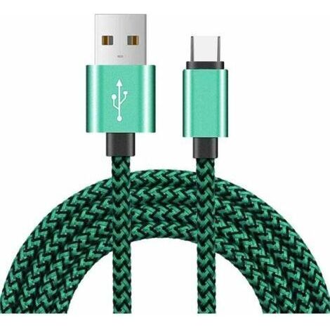 Grünes Kabel-telefonladegerät [2 M] Nylongeflochtenes Usb-kabel Schnelllade-telefonkabel Für Telefontyp – 2 Meter Langes Ladekabel
