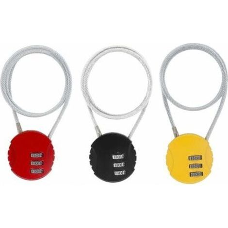 3-stelliges Codiertes Schloss, 3-teiliges Anti-diebstahl-helmschloss, Gepäckschloss, Codiertes Schloss Für Alle Fahrradgepäckstücke (schwarz, Rot, Gelb)