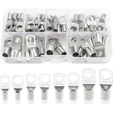 60-teiliges Verbindungsset, Röhrenkabel-ketten, Batterie-embout-ketten, Für Elektrische Kabel, Silber