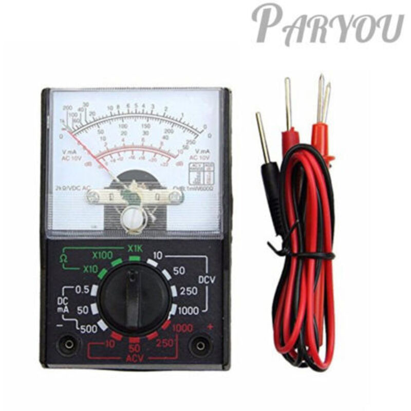 Ac/dc-analogmultimeter – Spannungsbereich 0–1000 V – Strom 0–500 Ma – Ohmmeter X1k – Dezibel -20 Bis +22 Db – Messleitungen Im Lieferumfang Enthalten