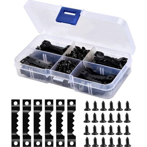 Bilderrahmen-haken, Sägezahn-aufhänger Mit Schrauben, Sägezahn-aufhänger, 100-teiliges Bilder-aufhängeset, Mit 200 Schrauben, Für Uhren, Gemälde, Kunsthandwerk, Hängerahmen Mit Box