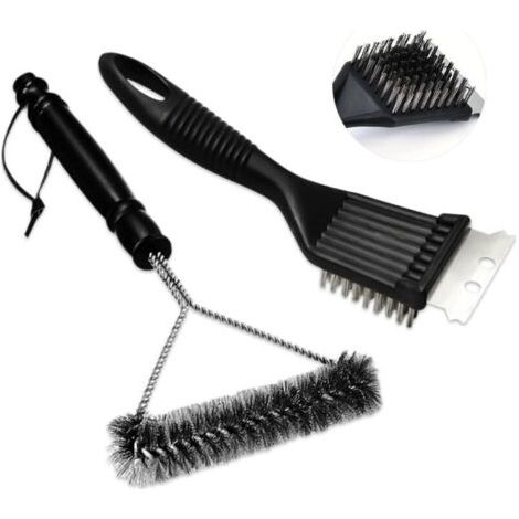 Grill-reinigungs-drahtbürste, Grill-reiniger, 2-in-1 Spitze Grill-drahtbürste + Gewellte Edelstahl-rostbürste, Grill-reinigungsset (