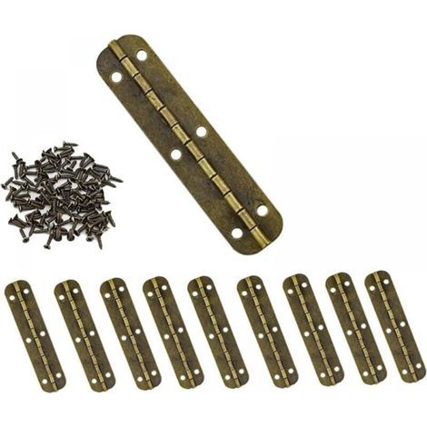 10 Stück Mini-vintage-messingscharniere Für Möbel, Schubladen, Türen, Schränke, Schmuckschatullen, 65 X 15 Mm Mit 60 Schrauben (bronzefarbe)