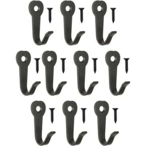 40 X 22 Mm – Schwarz – Set Mit 10 Klassischen Eisenhaken – Metallhaken – Bilderhaken – Vintage Landhaus Retro