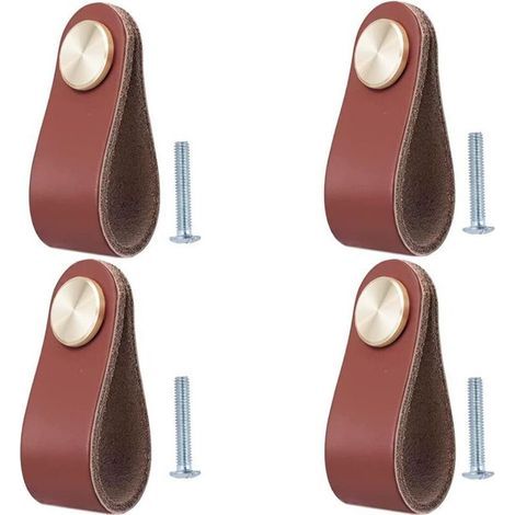 Set Mit 4 Möbelgriffen Aus Leder, Schranktürknöpfen, Schubladenknöpfen Aus Leder, Vintage-möbelgriffe Für Schränke, Kommoden, Küche, Badezimmer