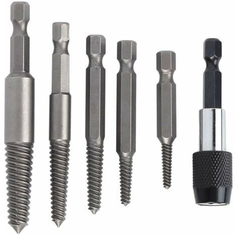 6er-set Schraubenausdreher Ohne Kopf, Schraubenausdreher-set Ohne Kopf, Schraubenbohrer, Werkzeug Zum Entfernen Beschädigter Bolzen Mit Schnellwechselfutter