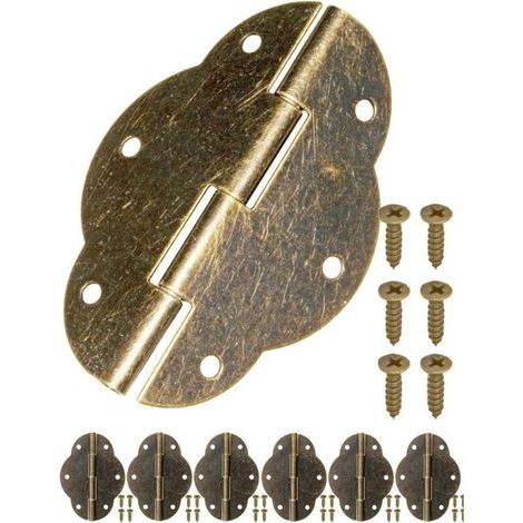 Set Mit 6 Scharnieren – Antik-bronze-optik – Für Schrank- Und Schranktüren, Truhen, Boxen – Retro-stil – 56 X 42 Mm