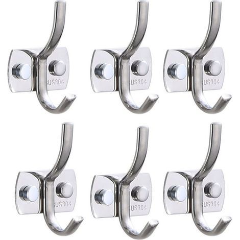 Lot Von 6 Robusten Wandgemälden Aus Rostfreiem Edelstahl Für Mäntel, Servietten, Beutel, Chapeaux, Klammern, Küche, Badezimmer, Schlafzimmer