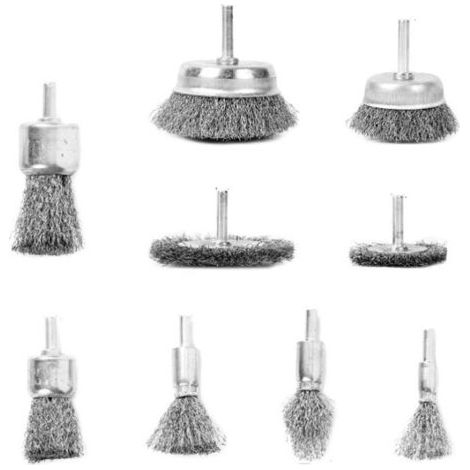 Metallbrosse, Perceuse, Ensemble De Brosses Métalliques, Ensemble De 9 Brosses De Forage, Discs, Brosse À Pot, Brosse En Acier, Antirouille Und Ensemble De Brosses À Coupelles, Ensemble De
