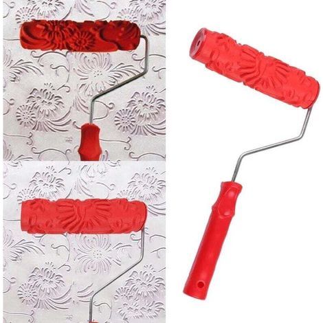 Ulisemwall Malwerkzeuge Wandmusterwerkzeuge Pinselwerkzeuge Wandrelief Blumenmuster Farbroller Neue Dekorative Farbrollerbürste Diy-werkzeuge – Rot
