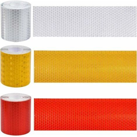 3 Stück Selbstklebender Reflexstreifen, Motorradhelm-reflexstreifen Weiß/rot/gelb, Fahrrad-reflexstreifen Autoaufkleberstreifen Für Nachtfahrten – 3 M × 50 Mm,