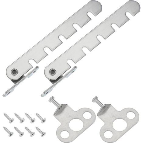 Fenstersicherung, 2-teilig, Mit Verstellbarer Stange, Mit 5 Schlitzen, Für Nach Innen Öffnende Fenster, Silber (44 Mm).