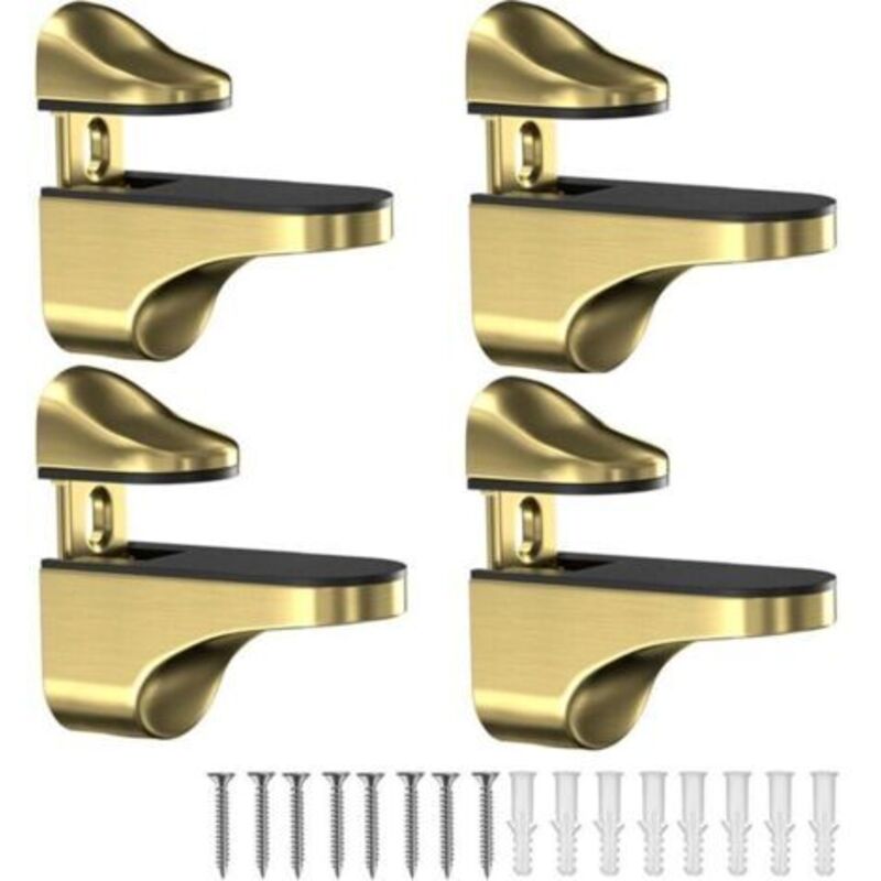 Glasregalhalterungen, 4 Stück Verstellbare Schwebende Regalhalterungen, Montagehalterungen, Wandmontierte Glasregalhalterungen, Gold