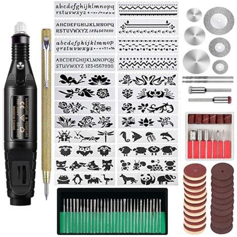 Set Mit Tiefdruckwerkzeugen, 107 Teile, Multifunktions-gravierstift, Rotierendes Werkzeug Zum Basteln Für Schmuck, Glas, Holz Und Metall.
