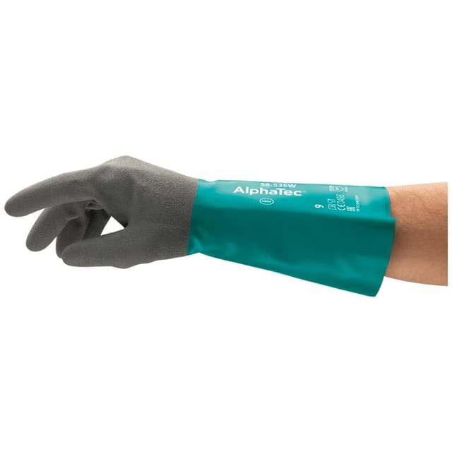 FP - Ansell Handschuhe EN388/374 Kat.III AlphaTec 58-535 Gr.9 Acryl m.Nitril grün/grau 6 Stk
