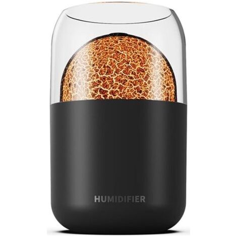 Tragbarer Luftbefeuchter, 300 Ml, Petit Volcan Cool, Veilleuse, Led, Usb, Büro-luftbefeuchter, 2 Modi, Farbwechsel, Umgebungs-luftbefeuchter Noir