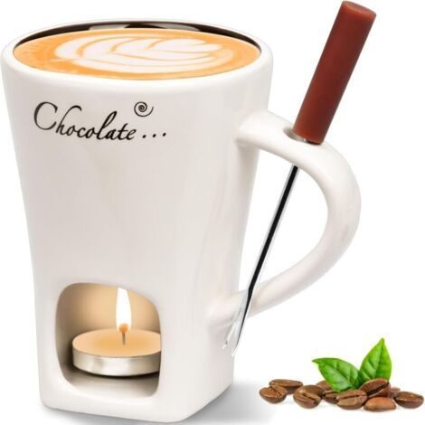Dienstleistungen Für Schokoladenfondue 130 Ml Tasse Für Schokoladenfondue Keramik-schokoladenschmelzbecher Mit Fourchette-topf Für Fondue, Vielseitig Einsetzbar Für Bonbons Und Schokolade (bougie Nich