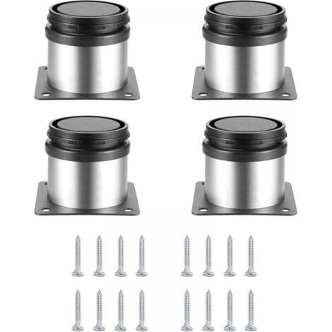 4 Stück Verstellbare Möbelfüße, Höhenverstellbare Tischbeine Aus Metall, Küchenmöbelfüße, Edelstahl-tischschrankregal-möbelbeine, Mit Schrauben (50 X 50 Mm, Silber)