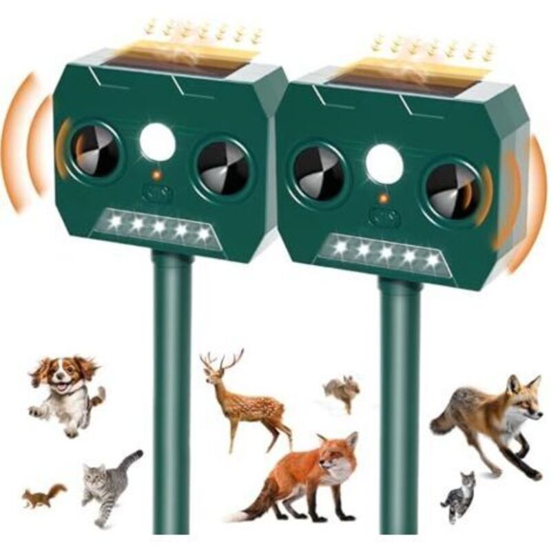 Set Mit 2 Anti-mart-repulsoren, Chat-repulse, 120°-sonnen-ultraschall-repulse Für Kinder Mit Led-leuchte, Innentemperatur-repulse Ip45 Für Marder, Chats, Ratten