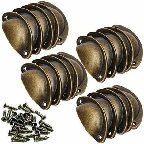 20 Stück Retro-vintage-möbel, Schrank, Schranktür, Schubladengriffe, Griffe Und Muschelknöpfe Mit Schrauben, Bronze, 8, 3, 2 Cm
