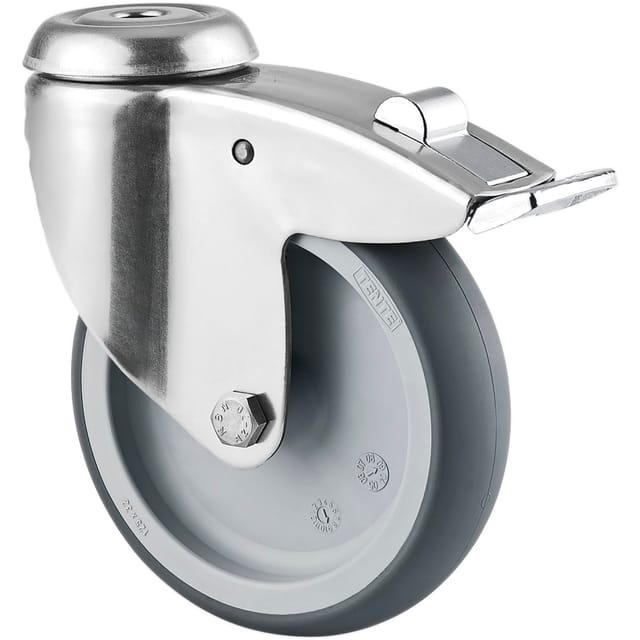 TENTE Lenkrolle Edelstahl Rückenloch 100 mm 80 kg Feststeller