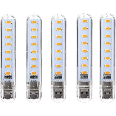 Usb-led-lampe, Led-mini-tragbare Usb-lampe, 5-teiliges Computer-tastaturlicht, Für Pc, Computer, Powerbank (kaltweiß) [energieklasse G]