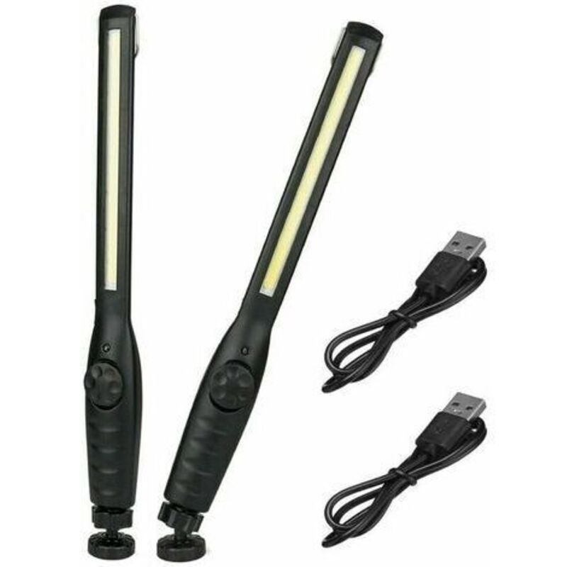 Pr 2 Pièces Lampe De Travail Magnétique Led Lampe De Poche Wiederaufladbare Super Lumineuse Für Garage, Camping, Randonnée, Réparation Car, D'Urgence [energieklasse A]