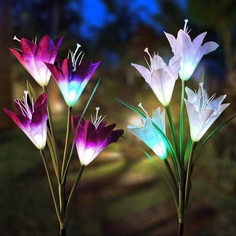 Solarlampen Für Den Garten, Solarlampen Für Den Garten, Blumenblüten, Solarlampen Mit Led-lampen Zum Farbwechsel, Außendekorationslampen Für Den Garten, Allee, Terrasse, Garten 2 Stück