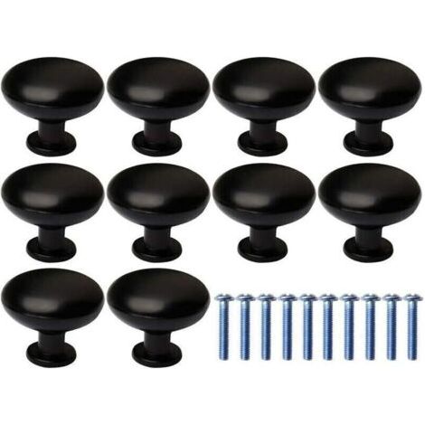 Runde Schwarze Möbelknöpfe, 28 Mm, 10er-set, Einfache Installation Mit 20-mm-schrauben, Für Schränke Und Schubladen, 10 Stück