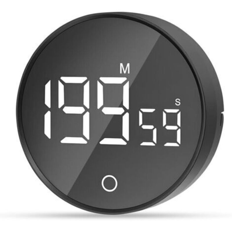 Pr Horloge Minuterie Visuelles Magnétique, 60 Minuten Lang Mit 3 Lautstärkestufen, Minuterie Courte, Großes Led-display – Schwarz