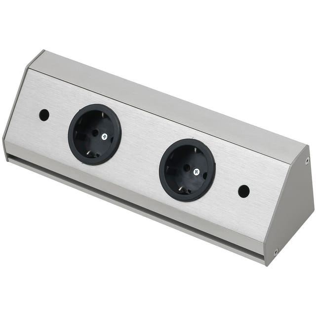 Wipo - Steckdosenleiste Corner Compact 230 v, max.3500 Watt, l 410 mm, Edelstahl Effekt