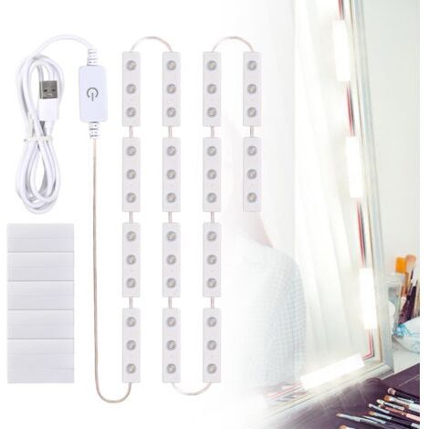 Dimmbare Led-spiegellampe, Schminktisch-spiegelleuchte, Usb-kabel Perfekt Versteckt, Usb-schminktisch-kosmetiklampe, Girlanden-make-up-glühbirnen, Für Badezimmer Und Schlafzimmer