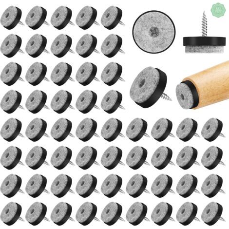 60er-pack Filz-möbelgleiter Zum Aufnageln Mit Schrauben, 25-mm-stuhlgleiter Zum Aufnageln, Runde Anti-rutsch-pads Zum Schutz Der Tisch- Und Stuhlbeine
