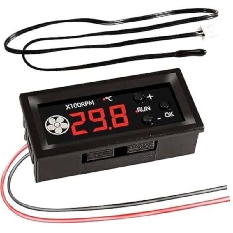 12-v-cc-ventilatorregler Mit 4 Kanälen, 12-v-cc-ventilatorregler Mit 4 Pwm-anzeigen Und Aufgedruckter Temperatur- Und Vitesse-nummer, Ventilator-vitesseregler
